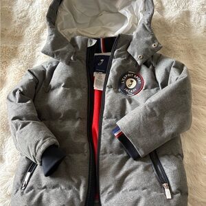 Jacadi Gray Jacket with Red and Navy Details